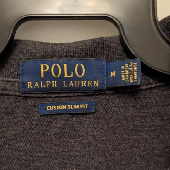 Ralph Lauren Custom Slim Fit Dark Grey Long Sleeve Polo - Picture 3 of 8